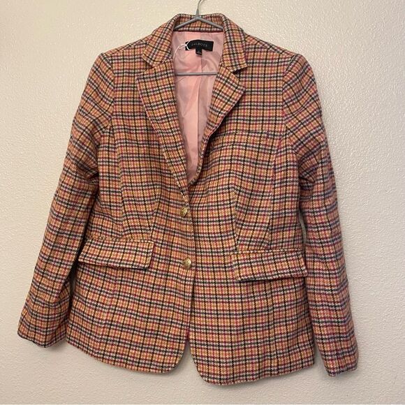 Talbots CLASSIC SHETLAND BLAZER APPLE PLAID gold buttons wool blend 6 - Picture 3 of 11